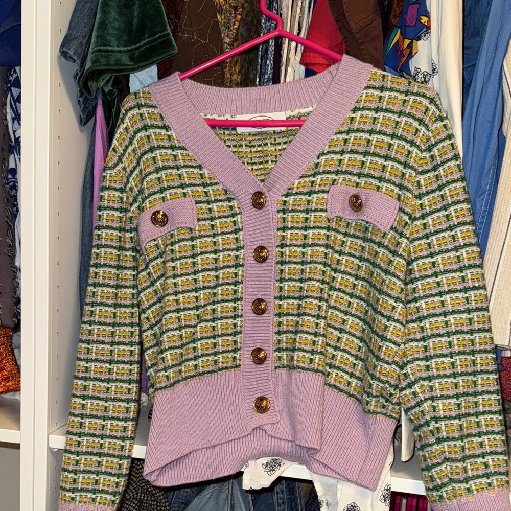 Stylish Purple and Green Women's Sweater